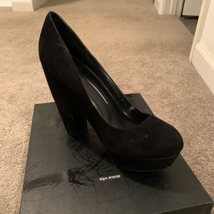 Black Suede Platform Stilettos